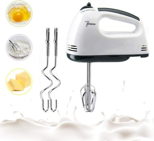 Scarlett Hand Mixer Electric,7-Speed Electric Hand Mixer, with 2 Dough Hooks 2 Beaters,110V, 50/60Hz,Beaters and Whisk, White - 5starkitchen